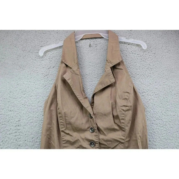 Guess Brown Cotton Dress-Modele Style-Halter-Mini-Size Large-Jrs. - Picture 2 of 11